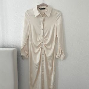 Cream synched waist Zara dress